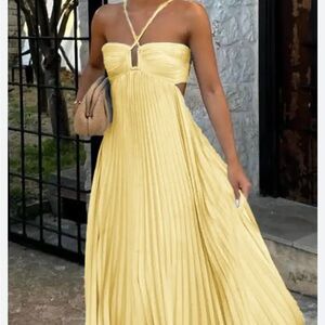 Yellow Pleated Maxi Dress